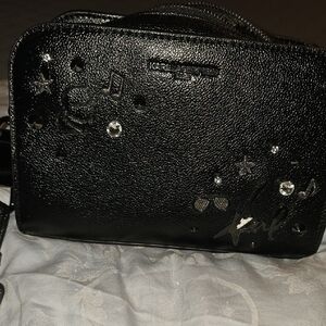 Karl Lagerfeld Black Crossbody Bag with Embellishments..